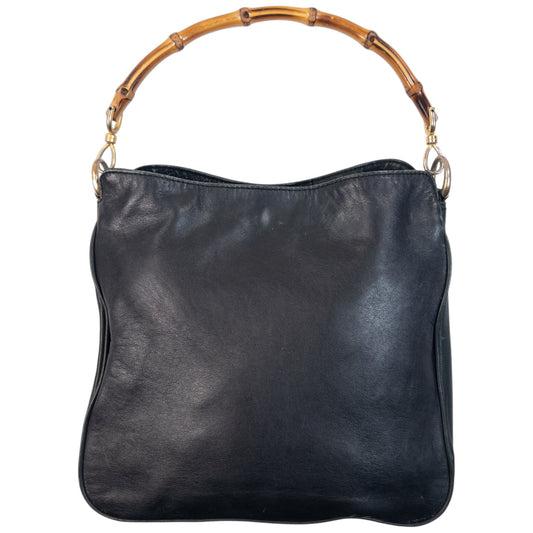Vintage 90s Gucci Bamboo Handle Shoulder Bag | O/S, Black