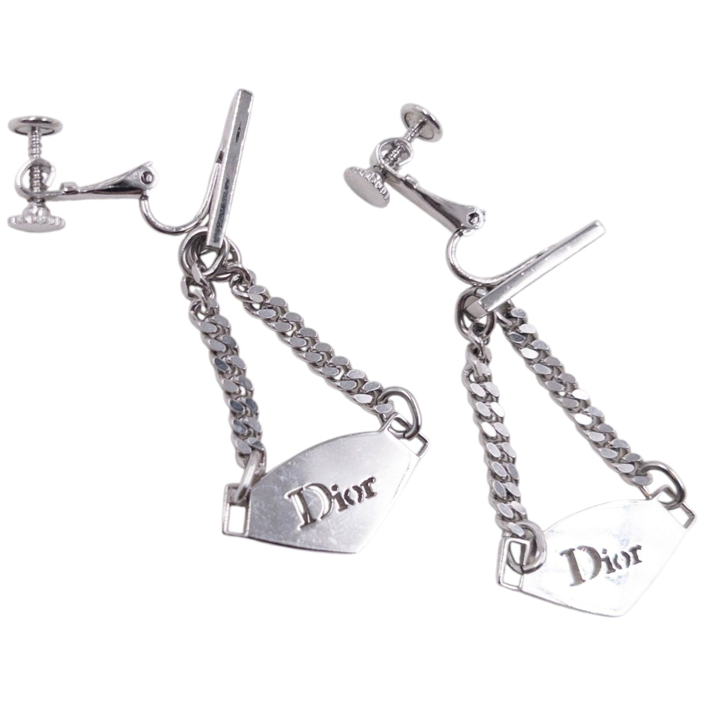 Vintage 2000s Dior By John Galliano Silver Clip-On Earrings | O/S, Grey