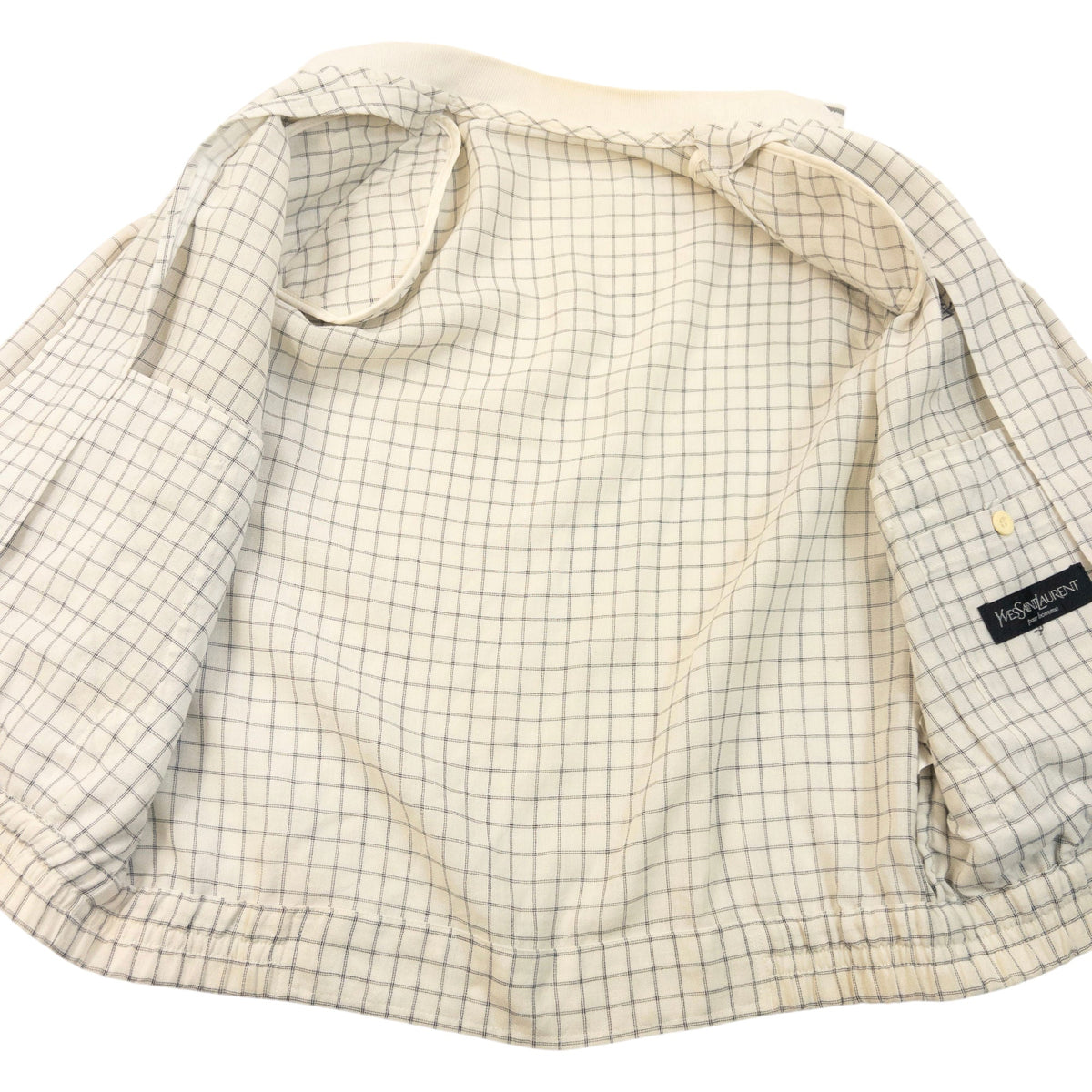 Vintage 90s YSL Yves Saint Laurent Checkered Harrington Jacket Size XS | XS, Cream