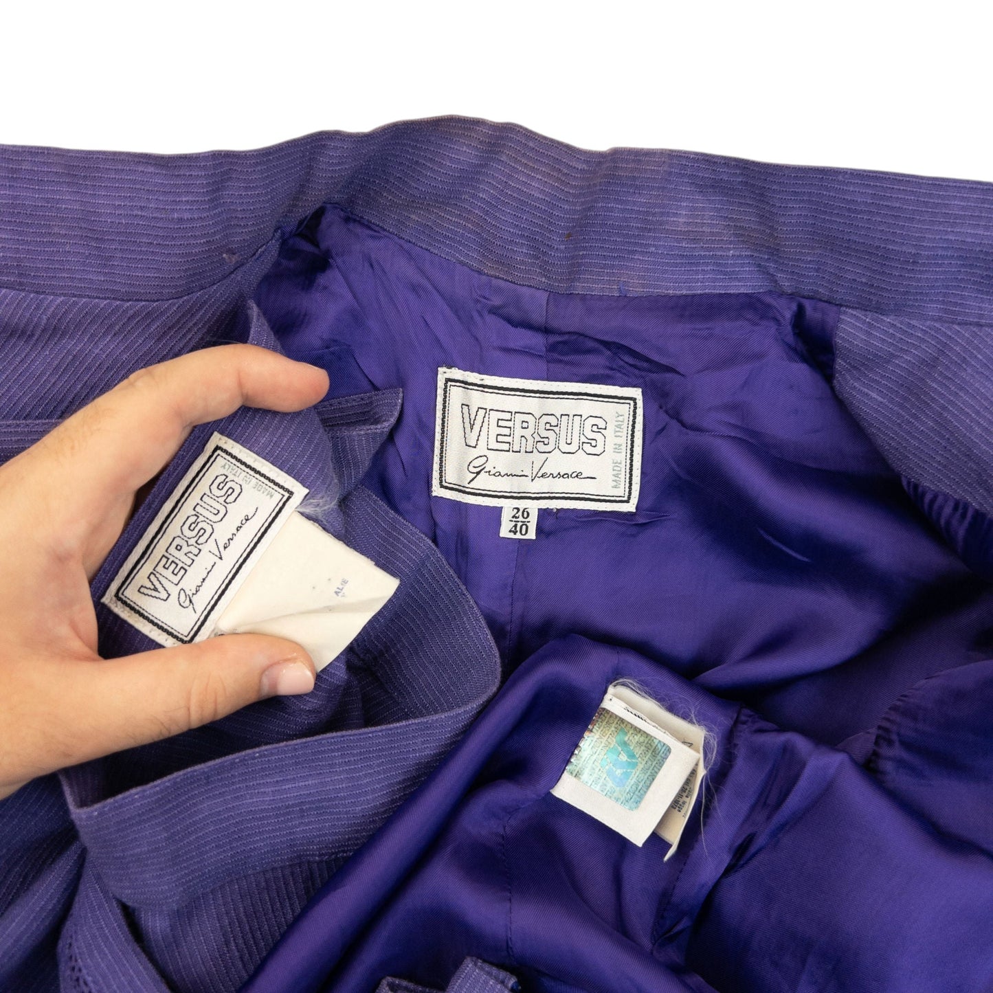 Vintage 90s Gianni Versace Versus Sleeveless Jacket & Trousers Set Womens Size XS | XS, Purple