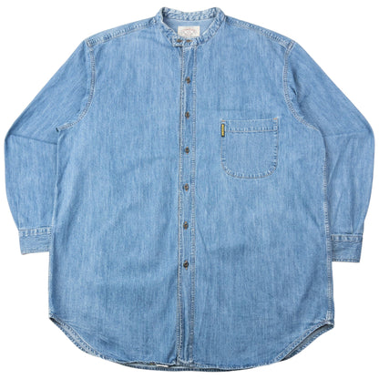 Vintage 90s Armani Jeans Long Sleeve Button Up Denim Shirt Size XL | XXL, Blue