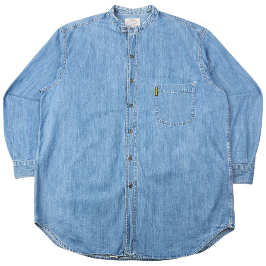 Vintage 90s Armani Jeans Long Sleeve Button Up Denim Shirt Size XL | XXL, Blue