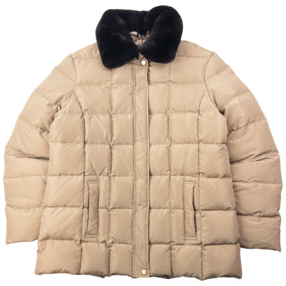 Vintage 2000s Burberry Nova Check Lined Quilted Puffer Jacket Womens Size L | Large, Beige