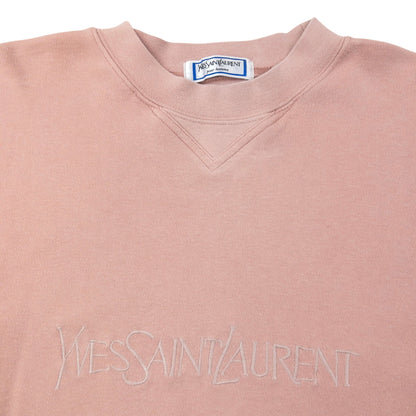 Vintage 80s YSL Yves Saint Laurent Embroidered Sweatshirt Size M | Medium, Pink