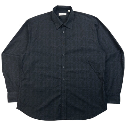 Vintage 2000s YSL Yves Saint Laurent Monogram Long Sleeve Button Up Shirt Size XL | XL, Black