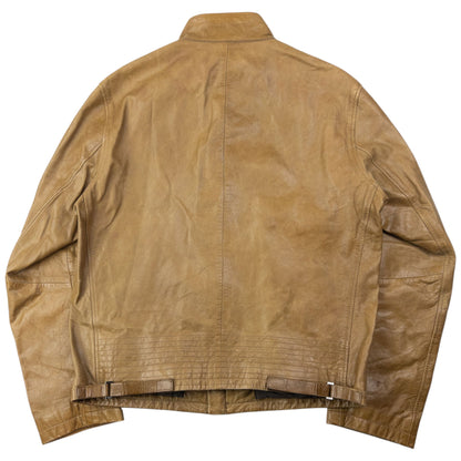 Vintage 2000s Hugo Boss Zip Up Leather Jacket Size S | Small, Brown
