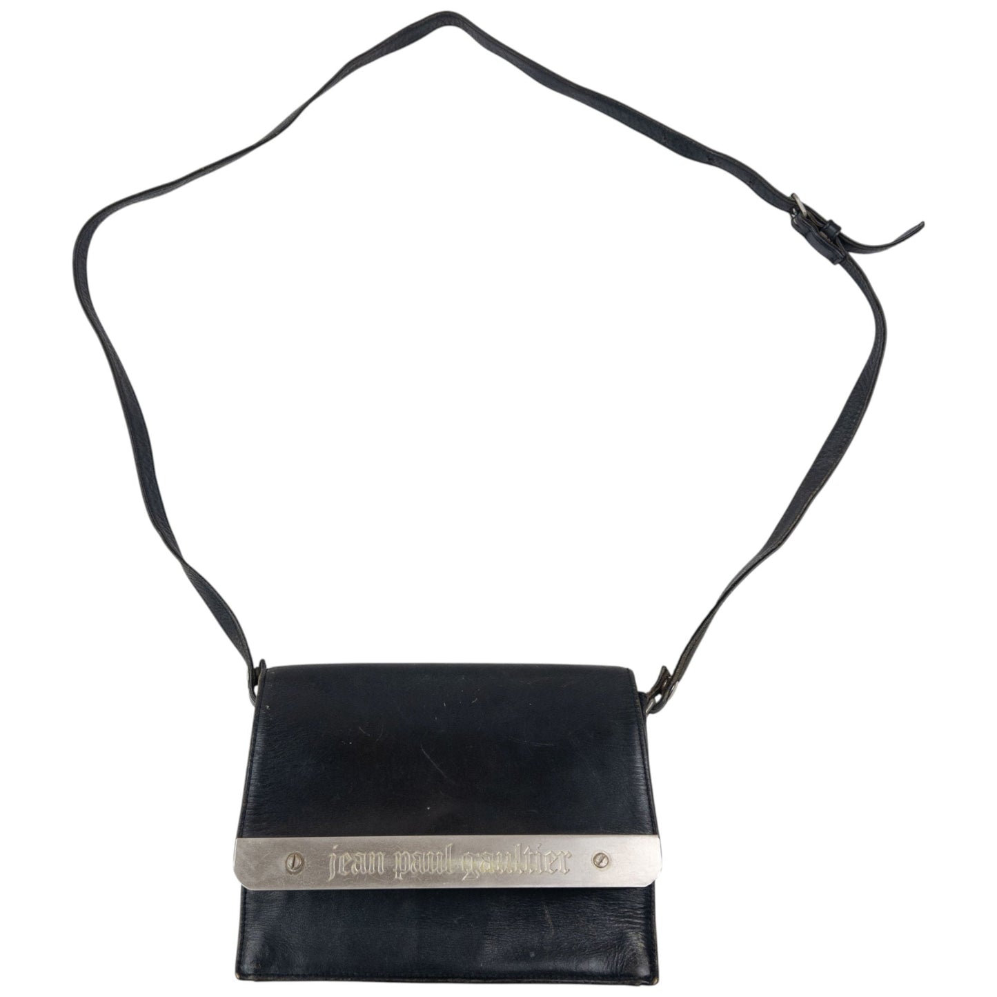 Vintage 2000s Jean Paul Gaultier Embossed Leather Crossbody Bag | O/S, Black