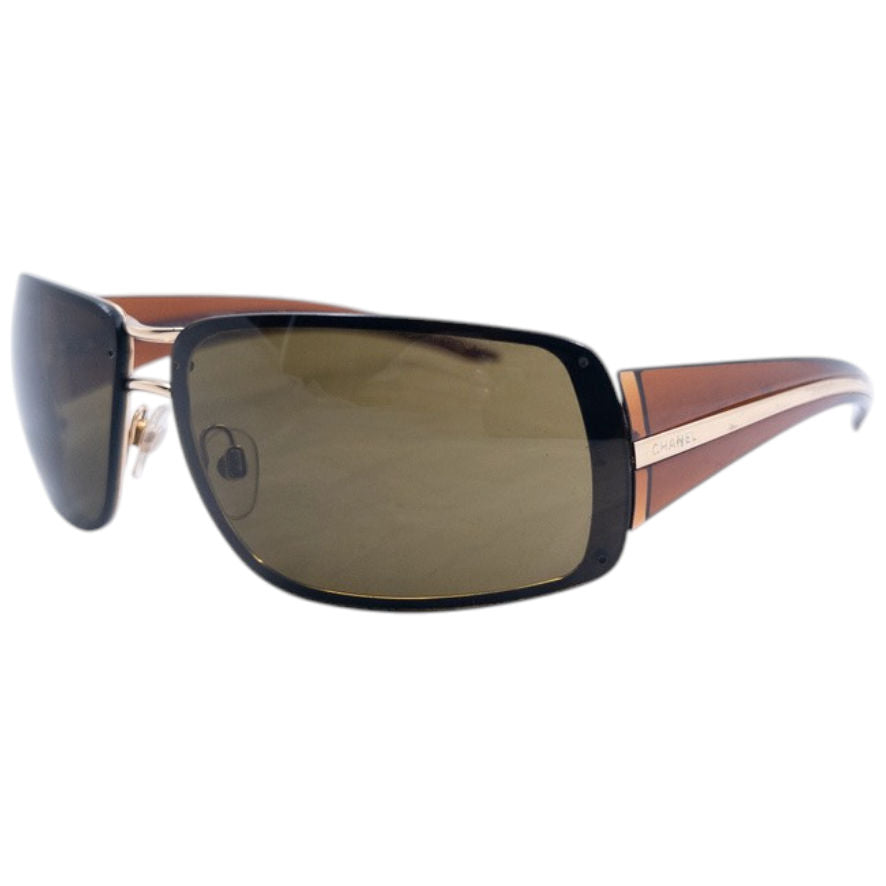 Vintage 2000s Chanel Sunglasses | O/S, Black, Brown, Gold