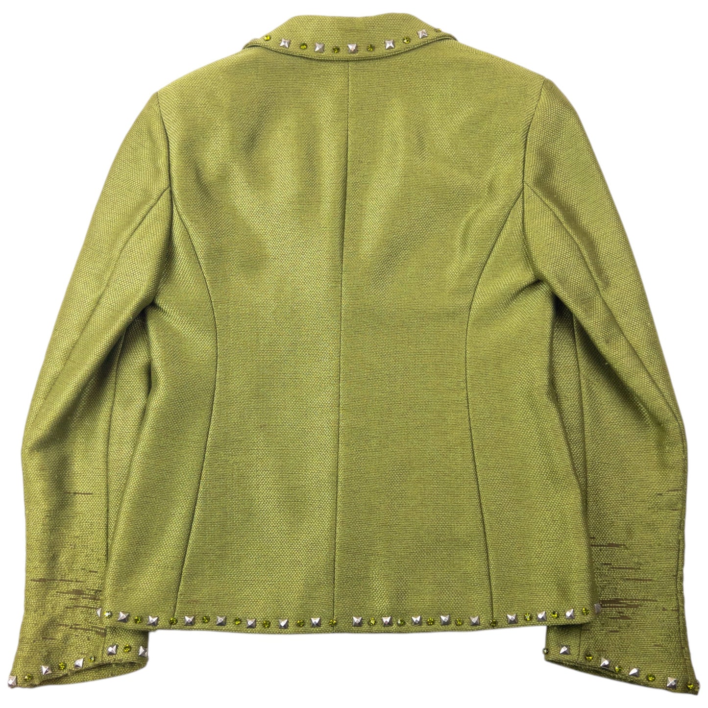 Vintage 90s Gianni Versace Couture Studded Jacket & Skirt Suit Set Womens Size XS | XS, Green