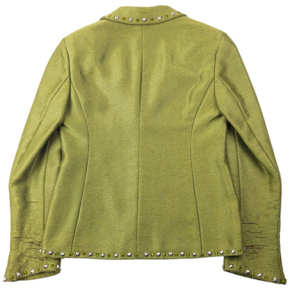 Vintage 90s Gianni Versace Couture Studded Jacket & Skirt Suit Set Womens Size XS | XS, Green