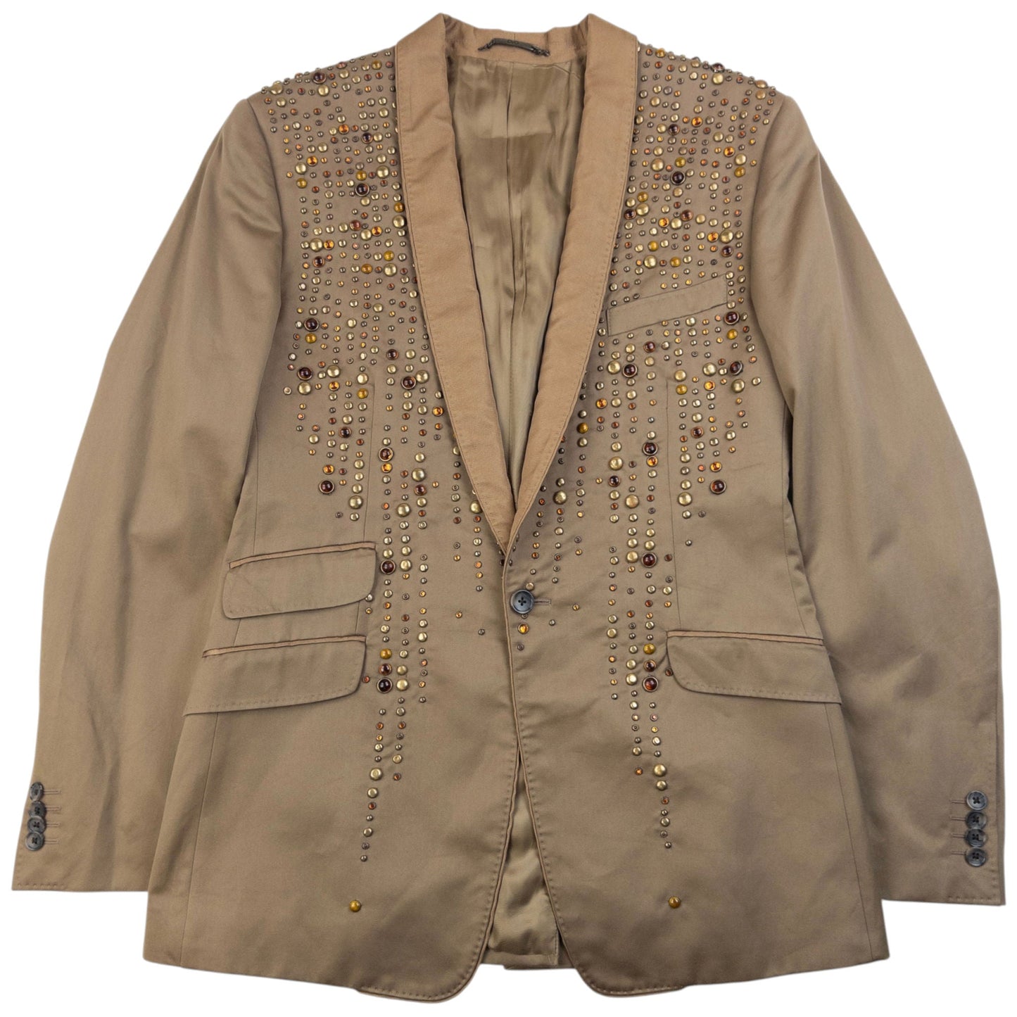 Vintage 2000s Dolce & Gabbana Embellished Blazer Jacket Size M | Medium, Brown