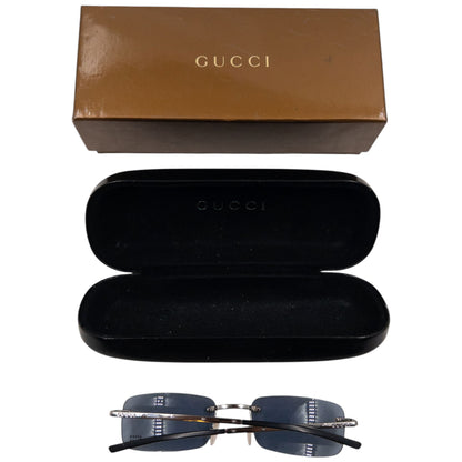 Vintage 1999 Gucci By Tom Ford Studded Rimless Sunglasses | O/S, Blue