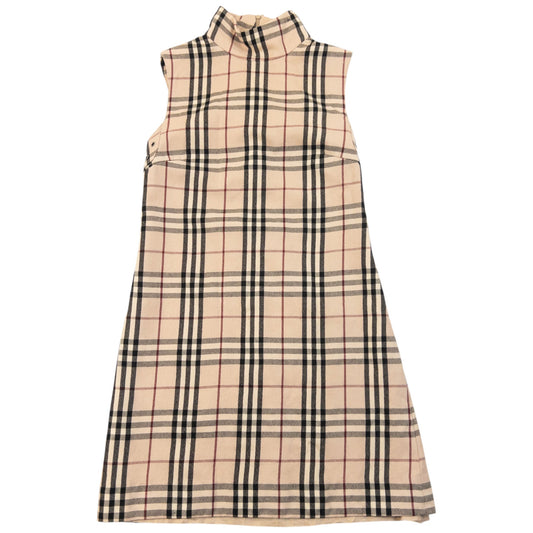 Vintage 2000s Burberry Nova Check Wool Turtleneck Dress Womens Size S | Small, Beige