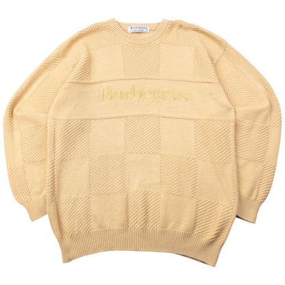 Vintage 90s Burberry Embroidered Knit Jumper Size M