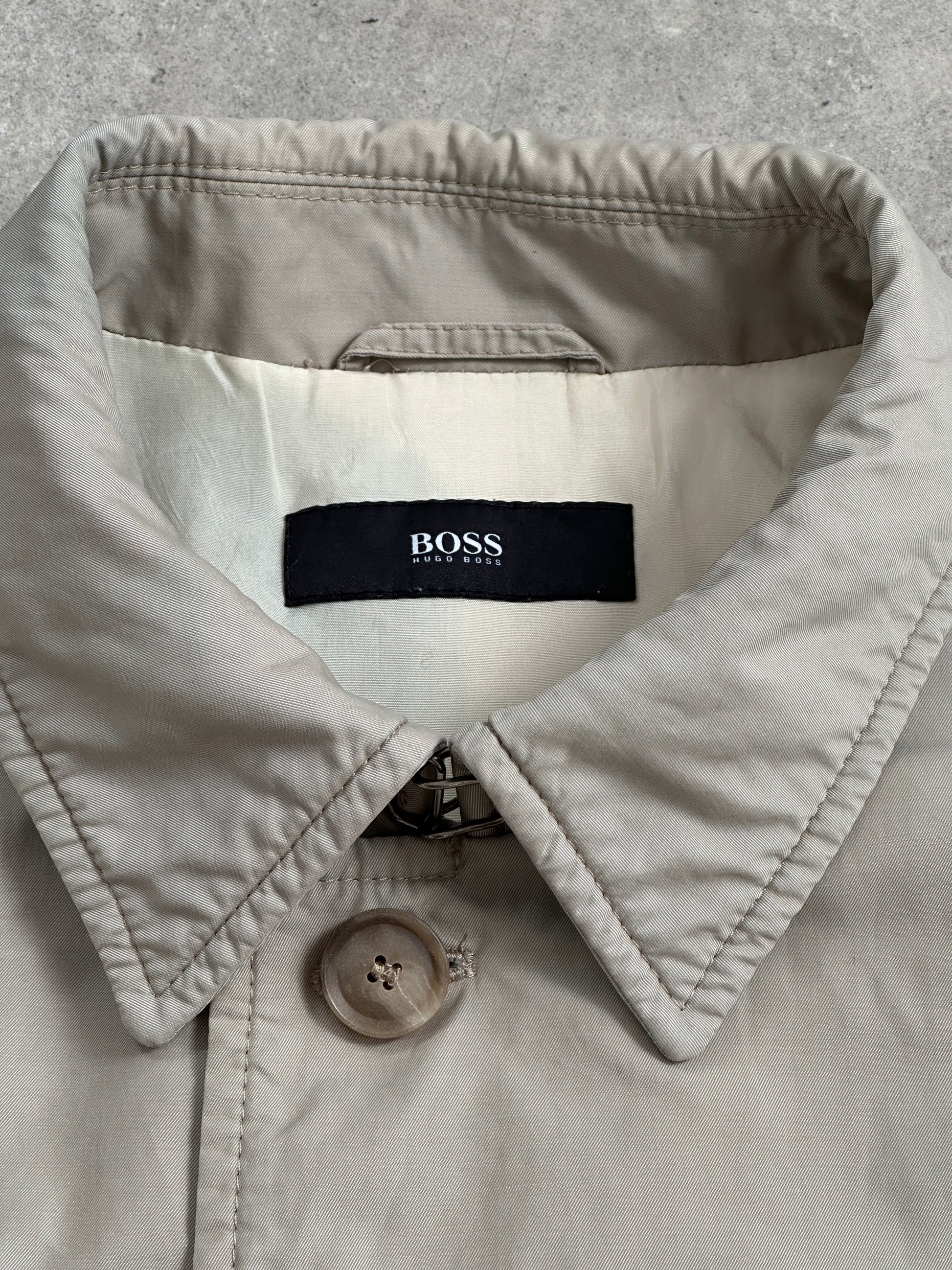 Hugo Boss 2000s High Neck Belted Trench Coat - L