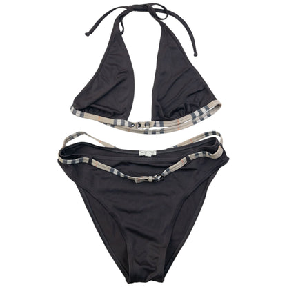 Vintage Burberry Nova Check Trim Buckle Bikini Set Womens Size M | Medium, Brown