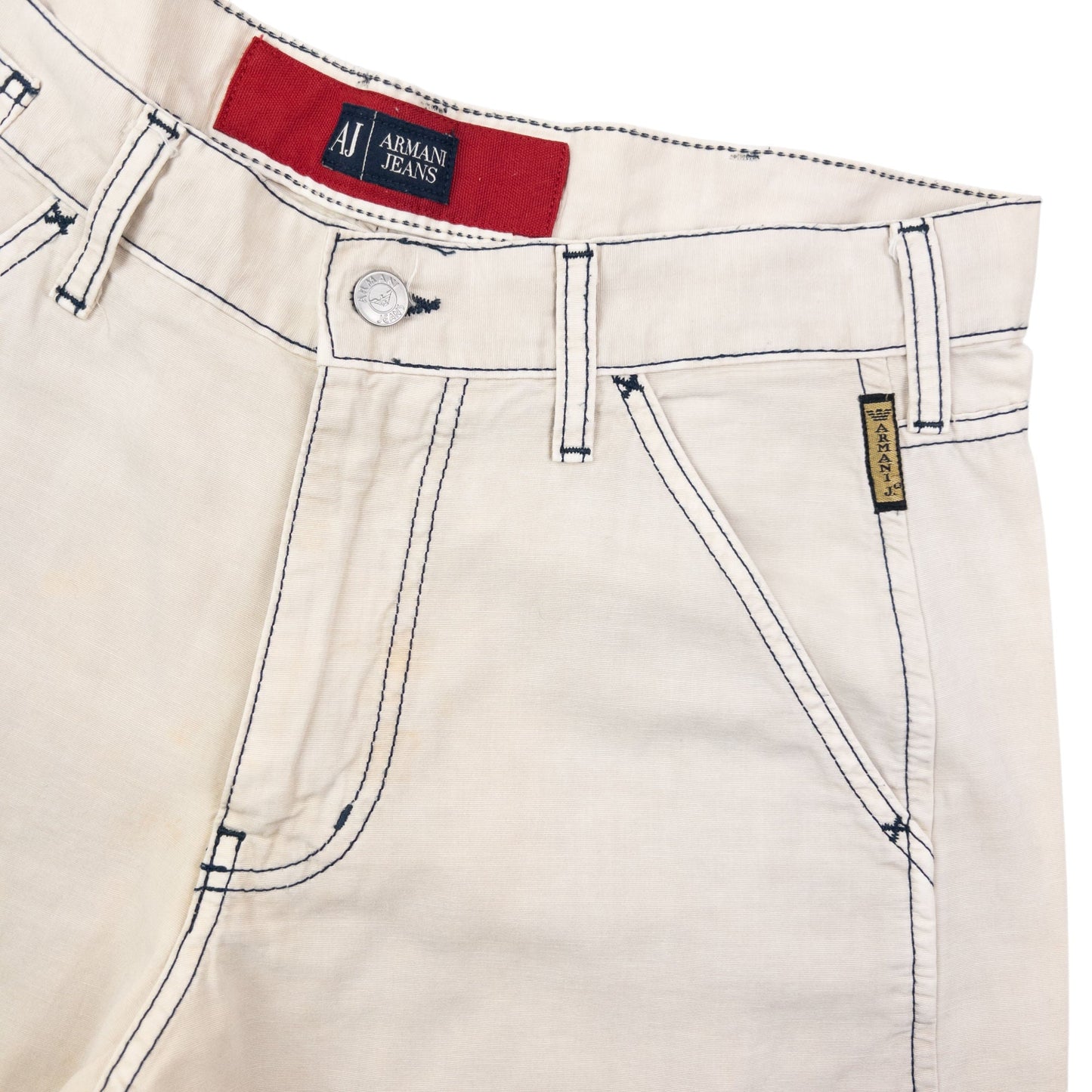 Vintage 2000s Armani Jeans Lightweight Contrast Stitch Trousers Size W33