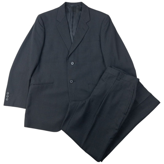 Vintage 90s Yohji Yamamoto D'Urban A.A.R Pinstripe Jacket & Trousers Suit Set Size S | Small, Black