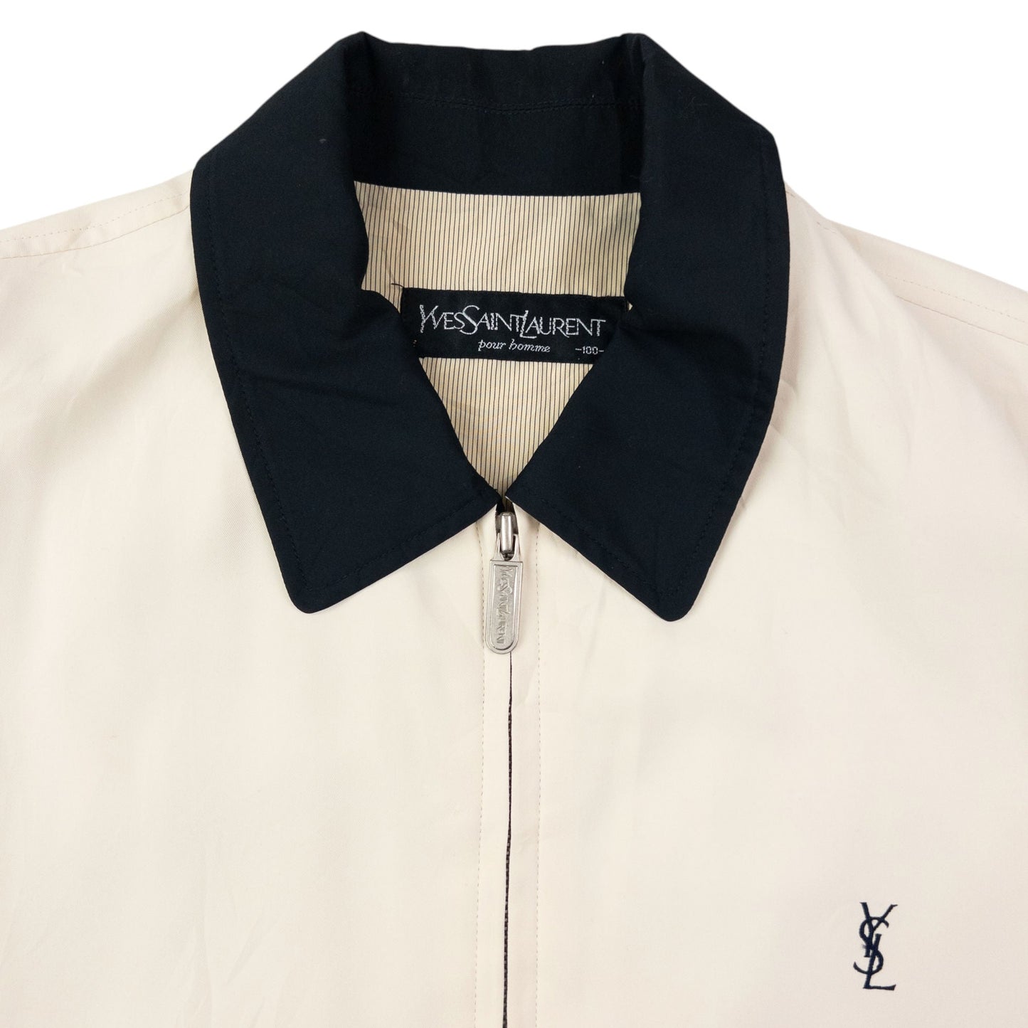 Vintage 90s YSL Yves Saint Laurent Harrington Jacket Size L | Large, Cream
