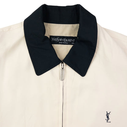 Vintage 90s YSL Yves Saint Laurent Harrington Jacket Size L | Large, Cream