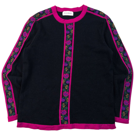 Vintage 90s YSL Yves Saint Laurent Floral Jumper Womens Size S | Small, Black