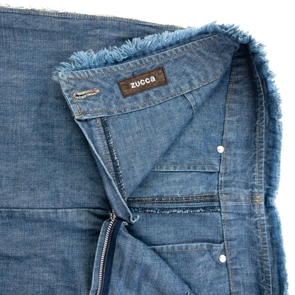 Vintage 2000s Cabane De Zucca By Issey Miyake Denim Ruffle Skirt Womens Size W29