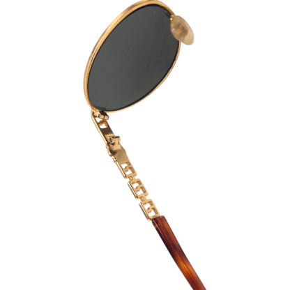 Vintage 90s Gianni Versace Embossed Tortoise Shell Sunglasses | O/S, Gold