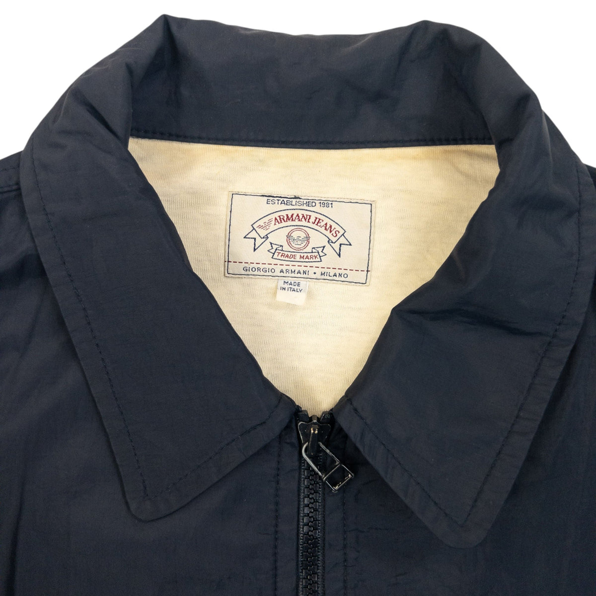 Vintage 90s Armani Jeans Zip Up Rain Jacket Size L | Large, Navy