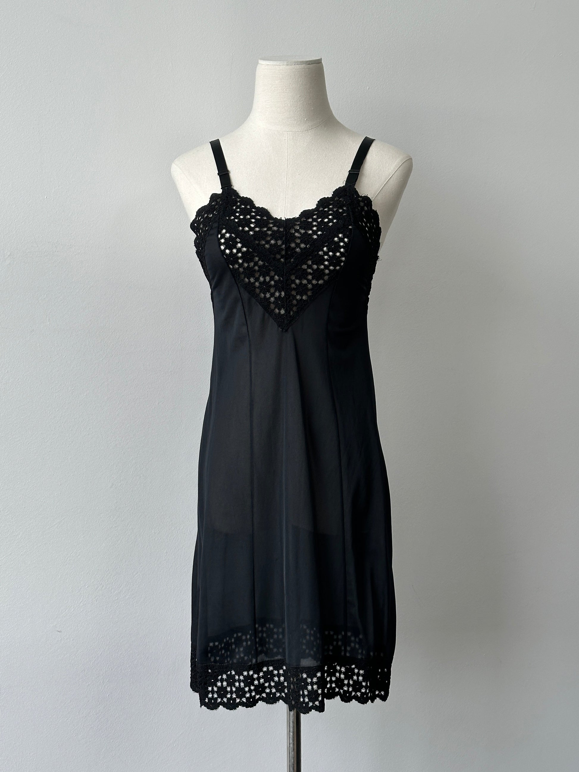 Vintage 1990s Satin Lace Mini Sheer Slip Dress - XS
