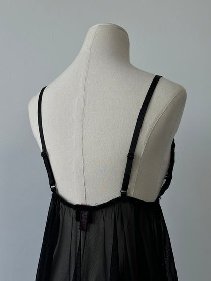 Vintage 2000s Sheer Lace Babydoll Top - M-L