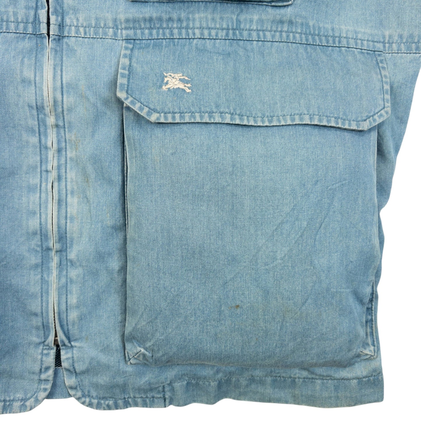 Vintage 2000s Burberry Denim Gilet Cargo Vest Size XS | XS, Blue