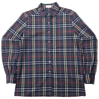 Vintage 80s Burberry Nova Check Lightweight Long Sleeve Button Up Shirt Size S