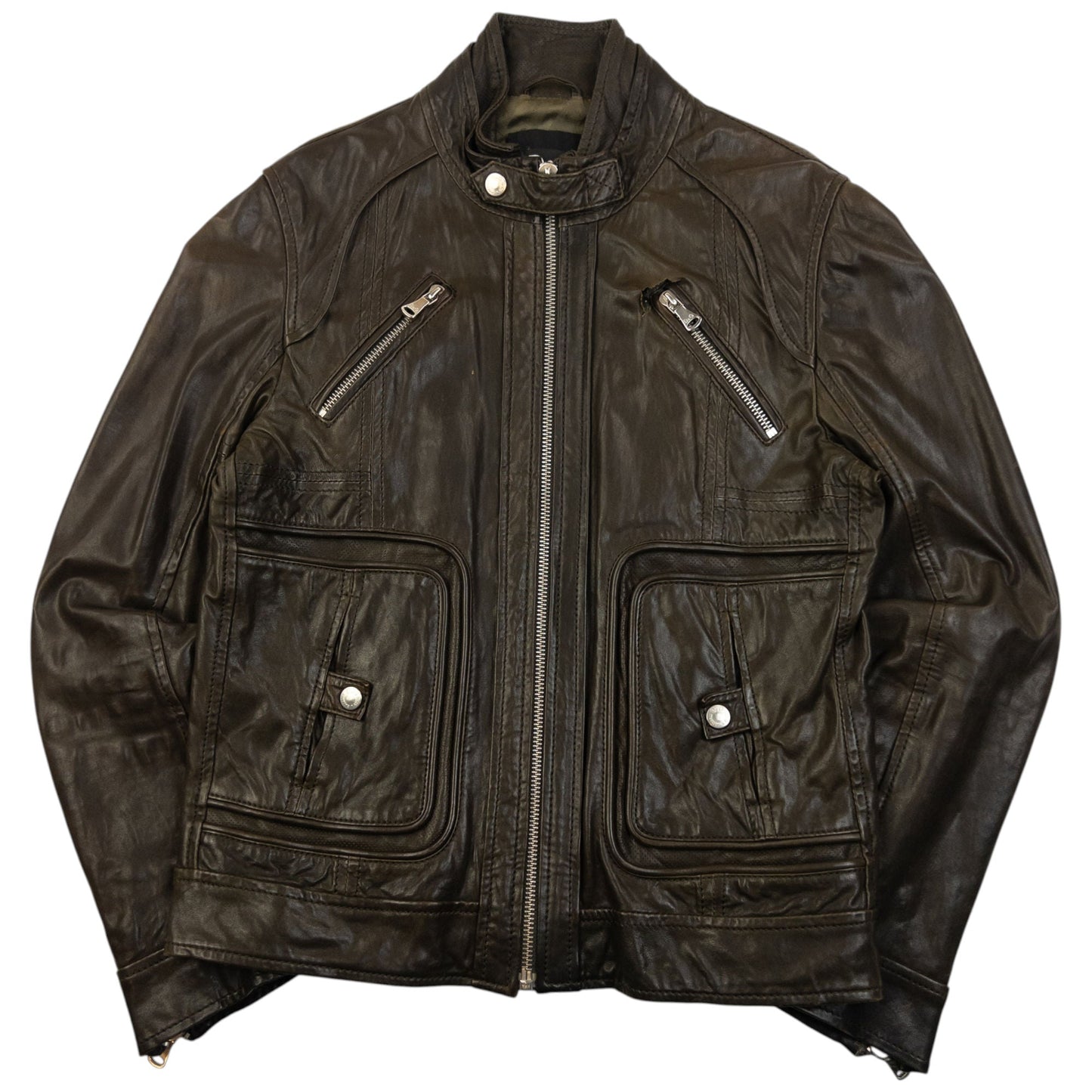 Vintage 2000s Dolce & Gabbana Zip Up Leather Jacket Size M | Medium, Brown