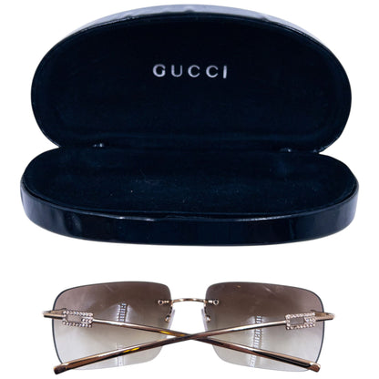 Vintage 2000s Gucci Diamanté Rimless Sunglasses | O/S, Brown