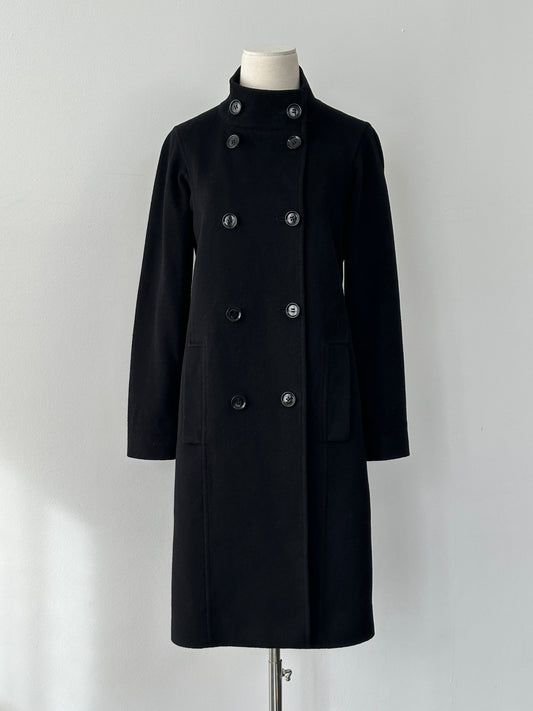 Jaeger 2000s Wool High Neck Double Breasted Coat - S