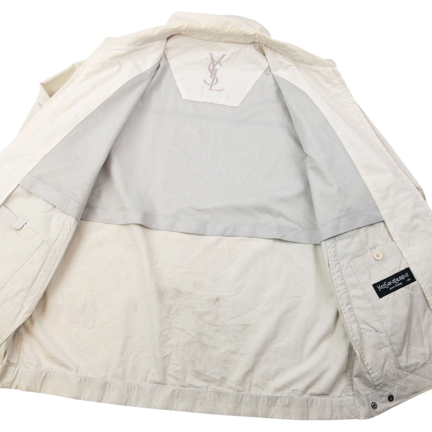 Vintage 90s YSL Yves Saint Laurent Harrington Jacket Size S | Small, Cream