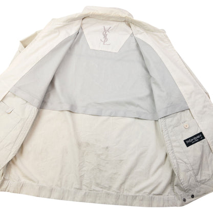 Vintage 90s YSL Yves Saint Laurent Harrington Jacket Size S | Small, Cream