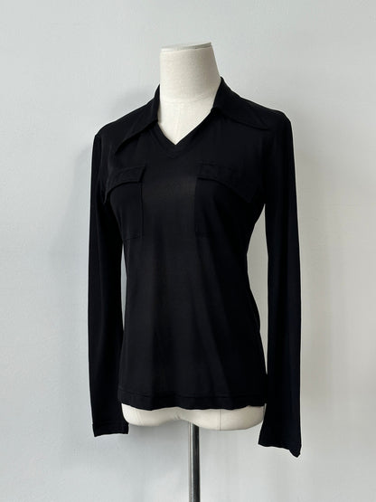 Vintage 2000s Semi Sheer Daggar Collar Top - S