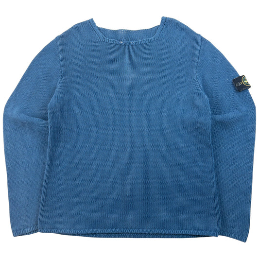 Vintage 2000s Stone Island Knitted Jumper Size M | Medium, Blue