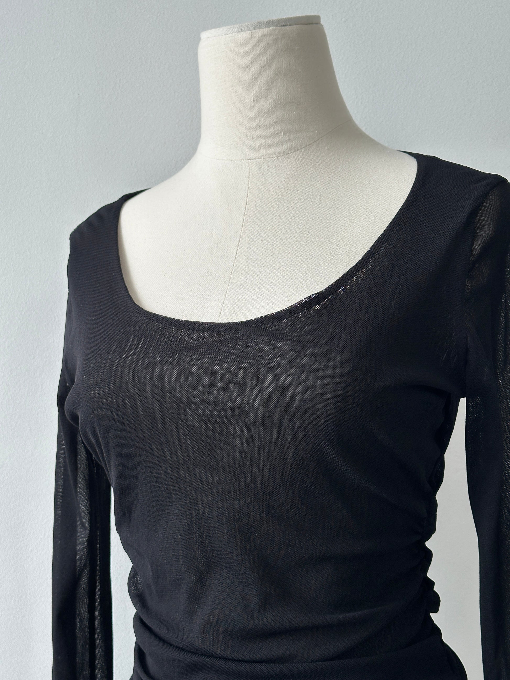 Max Mara Bodywear 2000s Rouched Sheer Top - M