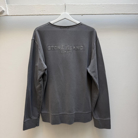 Stone Island Vintage Early 2000s Spellout Sweatshirt – Washed Grey (L) | Large, Grey