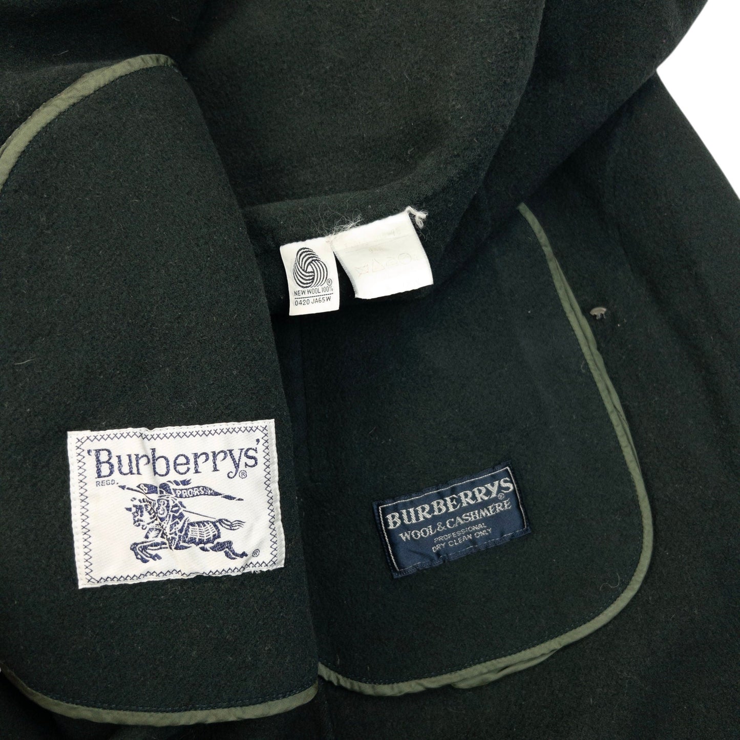 Vintage 90s Burberry Longline Wool Jacket Womens Size L | Large, Green