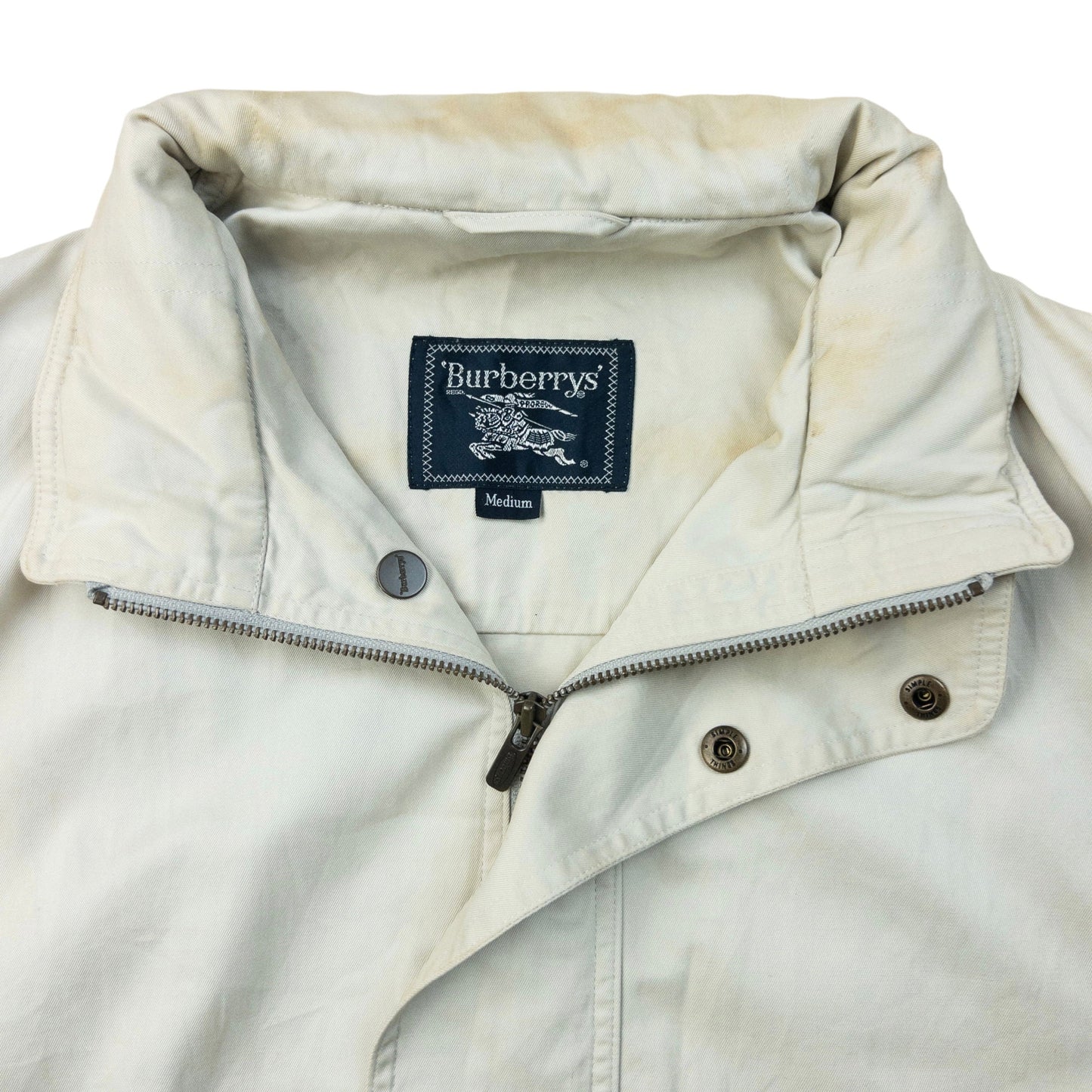 Vintage 90s Burberry Zip Up Jacket Size S | Small, Cream