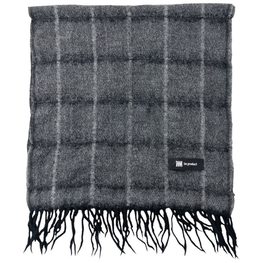 Vintage 2000s Issey Miyake Checkered Wool Tassel Scarf | O/S, Grey