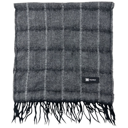 Vintage 2000s Issey Miyake Checkered Wool Tassel Scarf | O/S, Grey