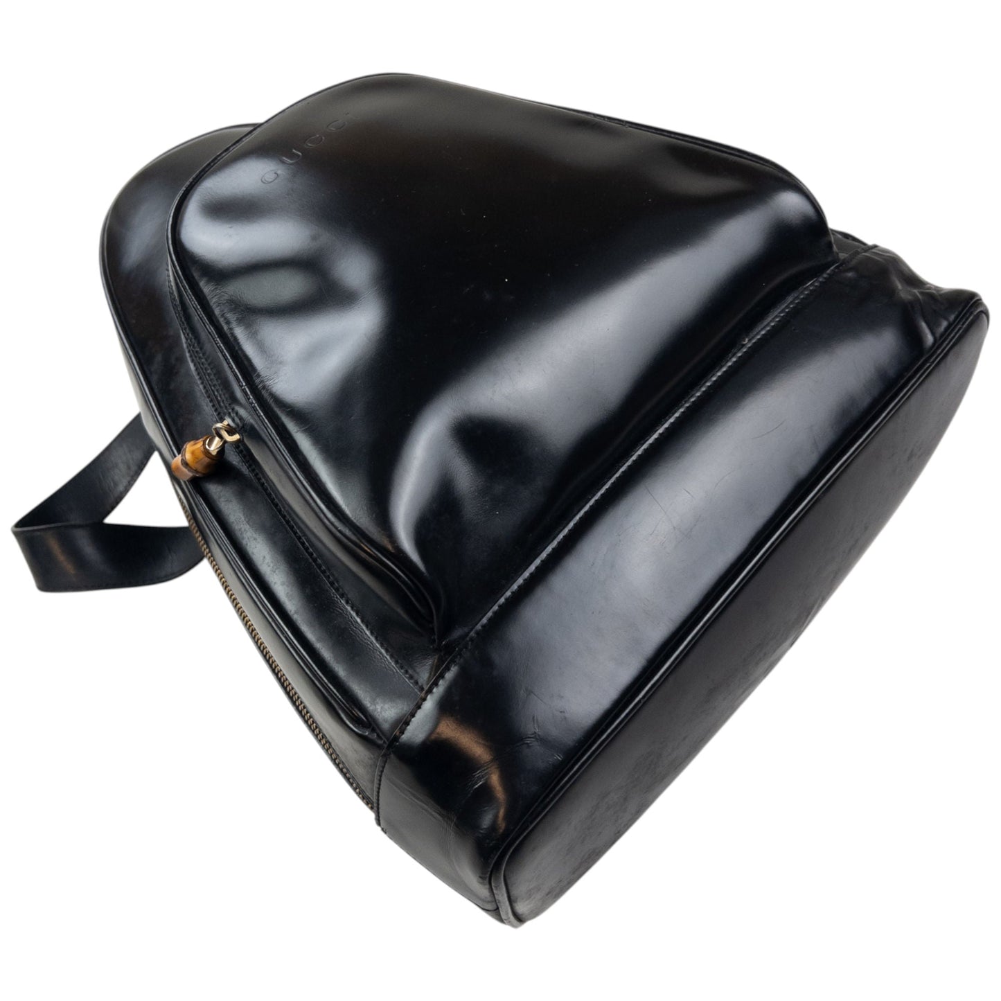 Vintage 80s Gucci Leather And Bamboo Sling Bag | O/S, Black