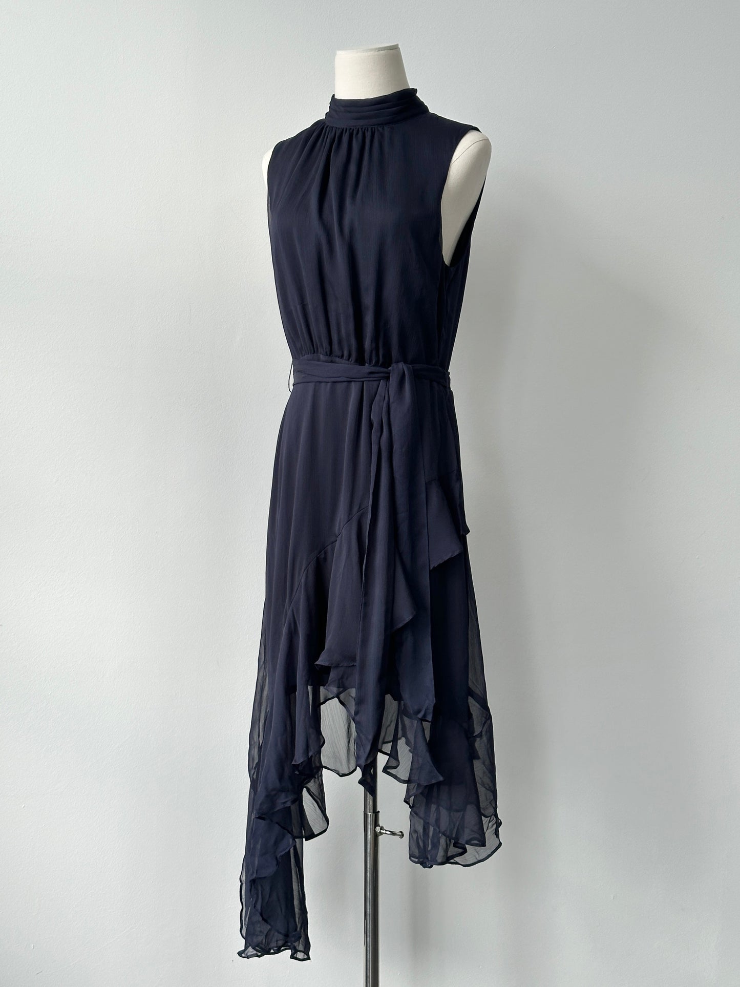 CeCe Asymmetric High Neck Sleeveless Dress - M