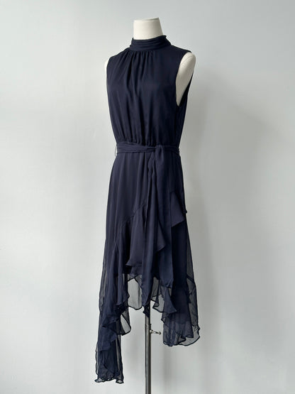 CeCe Asymmetric High Neck Sleeveless Dress - M