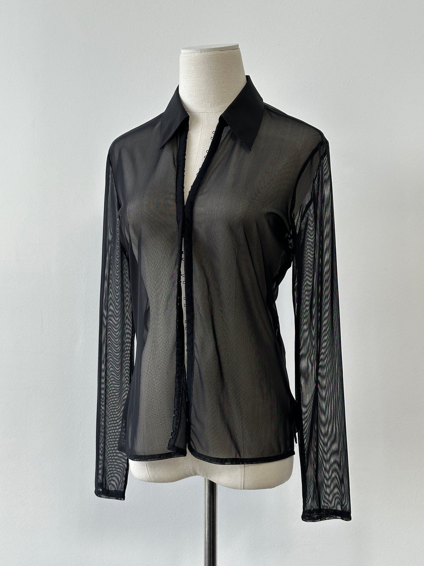 St Michael 2000s Sheer Hook & Eye Front Shirt - S