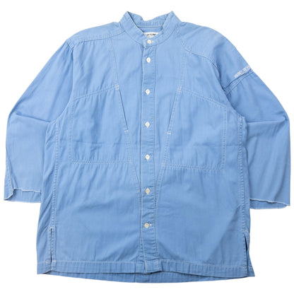 Vintage 80s Issey Miyake Skyline Long Sleeve Button Up Shirt Size S | Small, Blue